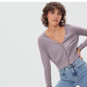 Everlane Featherweight Alpaca Cardigan in purple size small
